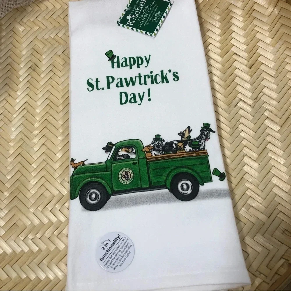 NWT Kay dee design DOGS kitchen towels at Patrick’s day